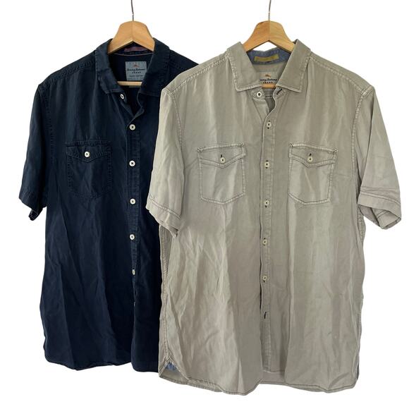 Tommy Bahama Island Modern Fit - Gray/Blue Short Sleeve Shirts - Lot of 2 - Picture 2 of 16